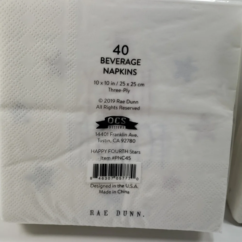 Rae Dunn Happy Fourth Beverage Napkins (2 sets)